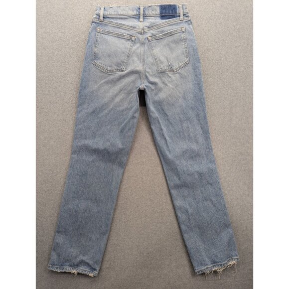 Abercrombie Fitch Jeans Womens SZ 10 High Rise '90s Straight Distressed Whiskers - Picture 11 of 16